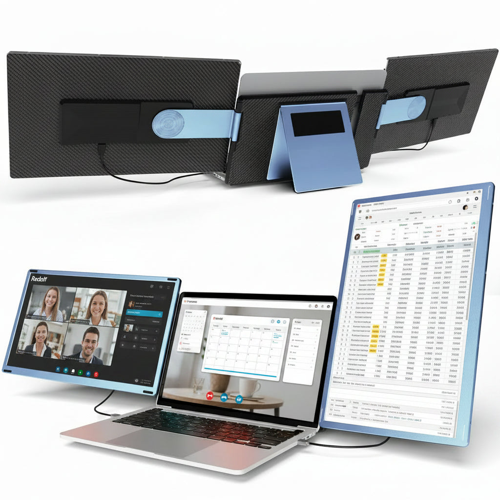 Redalf Triple Screen Laptop Extender 15.6" | FHD 1080P IPS | Built-in Speakers | Wimmi