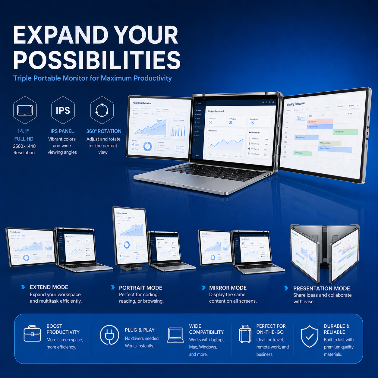 Laptop Monitor Extender | Dual Screen Add-On | Wimmi