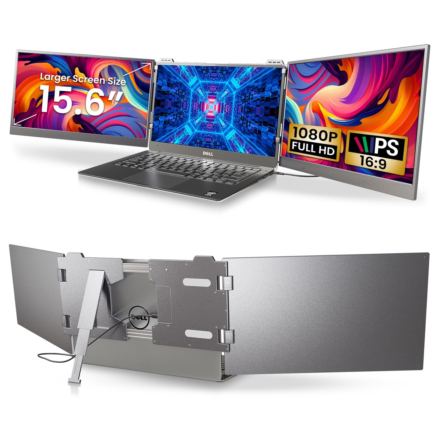 Portable Triple Screen Laptop Extender 15.6" | FHD 1080P IPS | 3.5 lbs | Wimmi